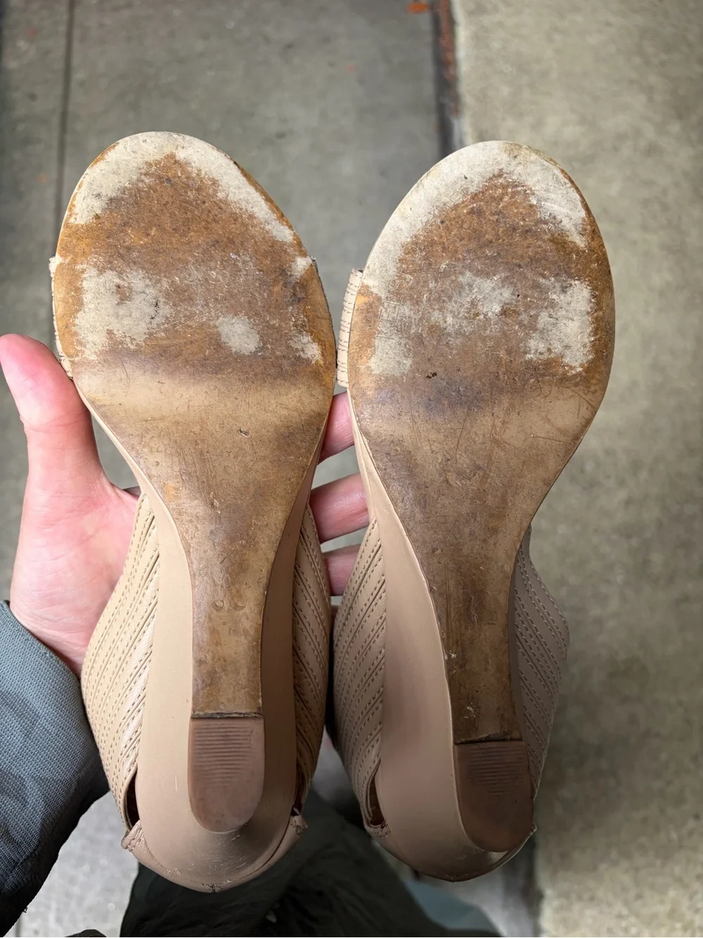 Neutral Beige Ankle-Cuff Wedge Sandals